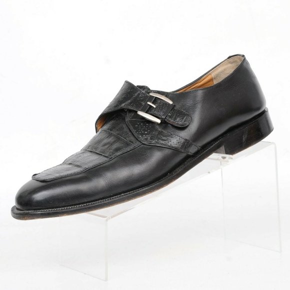 Caporicci Black Genuine Crocodile Monk Strap Loafer Shoes Mens 13 Italy Dress main image 8